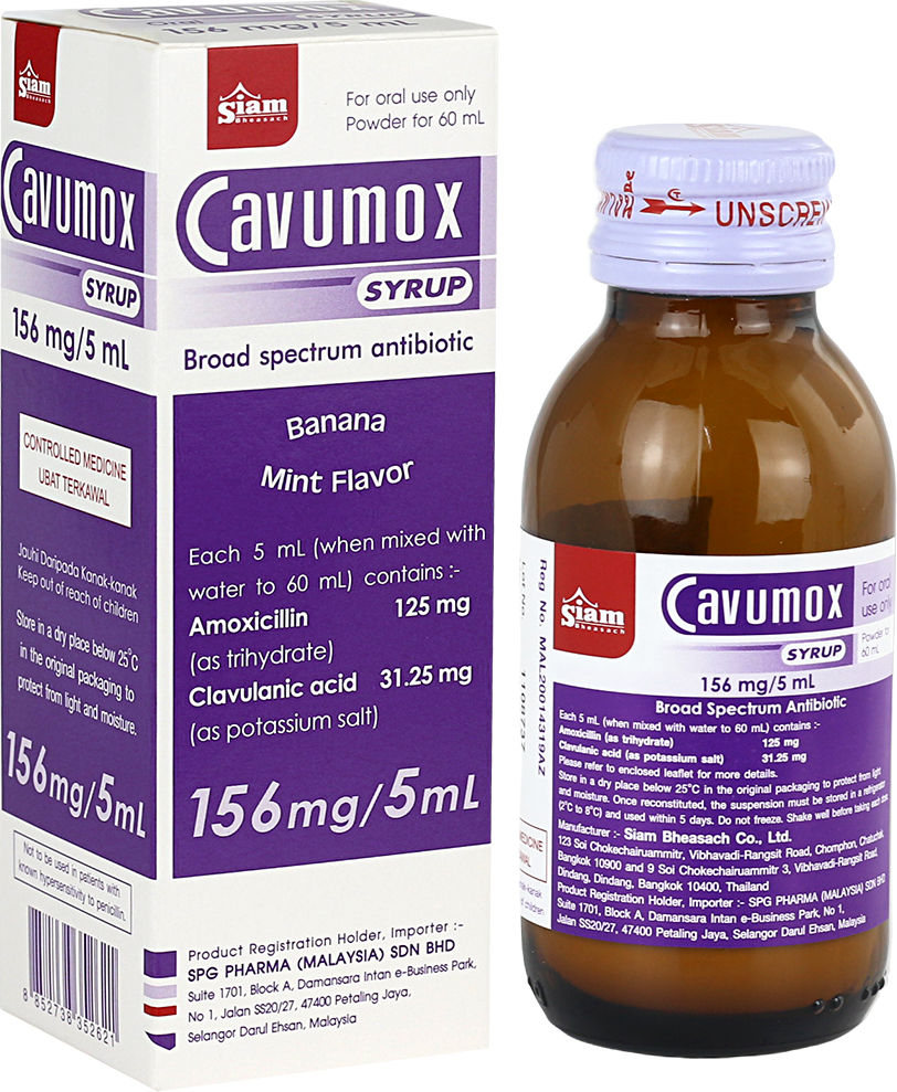 Cavumox syrup 156mg/5ml 60ml Amoxicillin/Clavulanic acid