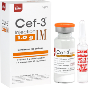 Cef-3 IM injection 1g 1 vial Ceftriaxone