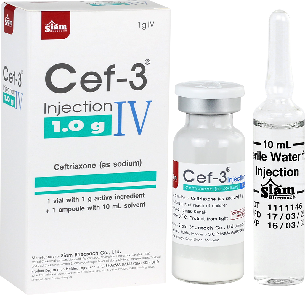 Cef-3 IV injection 1g 1 vial Ceftriaxone