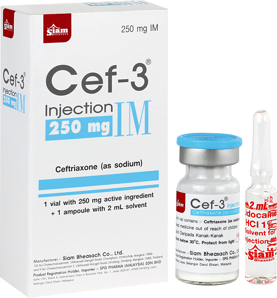 Cef-3 IM injection 250mg 1 vial Ceftriaxone