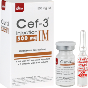 Cef-3 IM injection 500mg 1 vial  Ceftriaxone