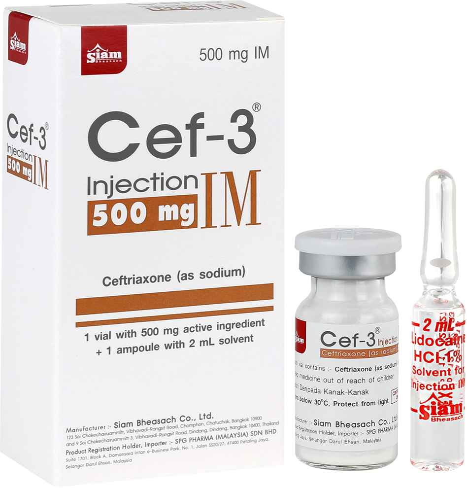Cef-3 IM injection 500mg 1 vial Ceftriaxone